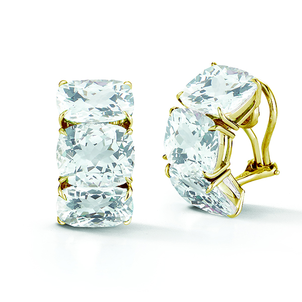 Seaman Schepps 18K White Topaz Hoop Earrings
